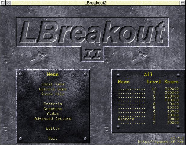 The main menu