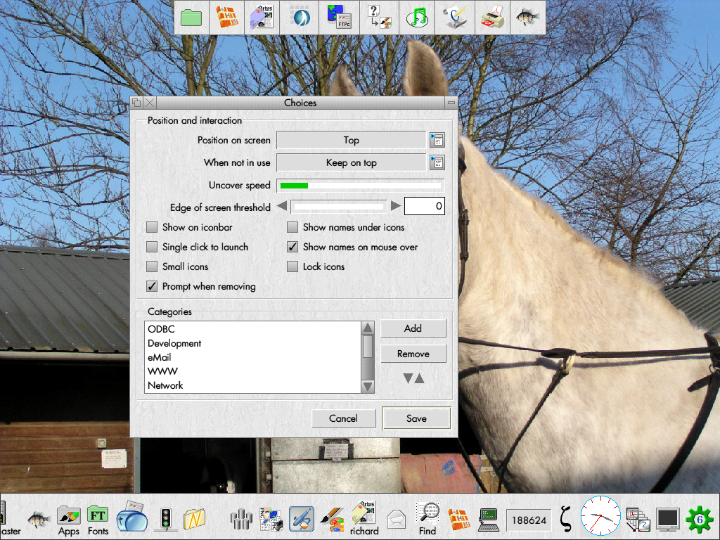 Setting panel choices