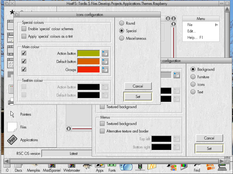 Window and icon settings